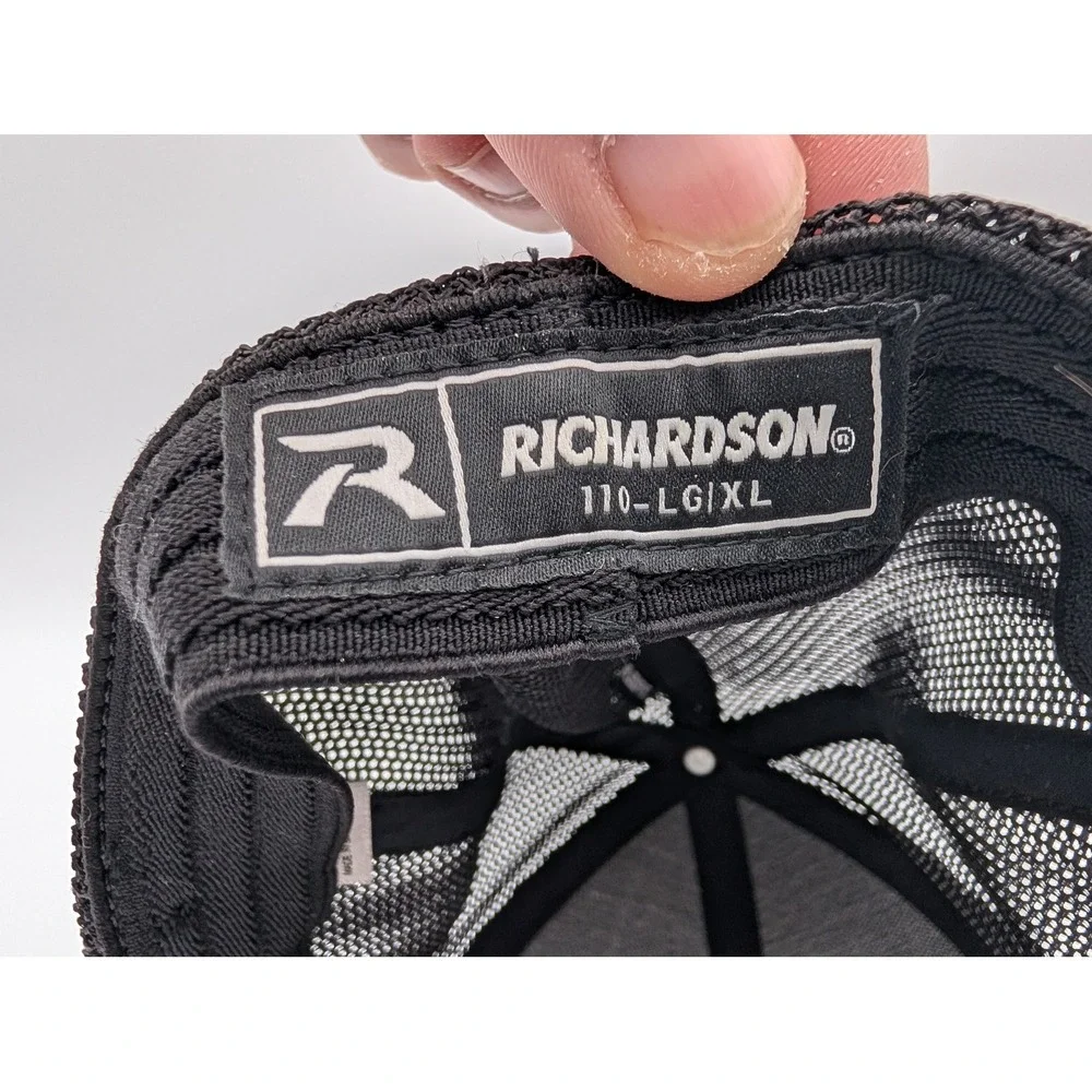 Richardson 110 NOS Energy Drink 17 Trucker Hat Charcoal Grey Black LG/XL Hat